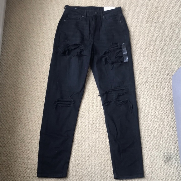 High waist distressed mom jeans - Picture 2 of 3